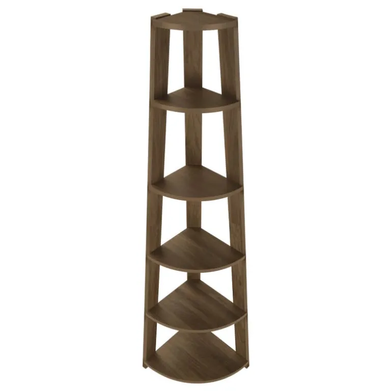 Bookcase - 72""h / dark walnut corner accent etagere - Monarch