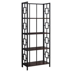 Bookcase - 62"h / espresso / black metal etagere - Monarch