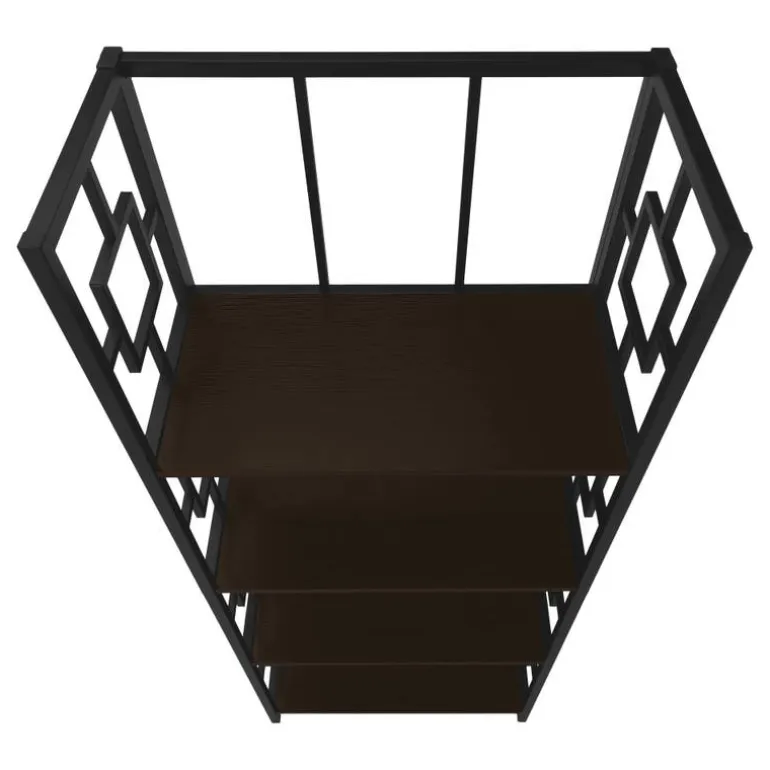 Bookcase - 62"h / espresso / black metal etagere - Monarch