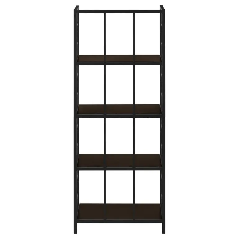 Bookcase - 62"h / espresso / black metal etagere - Monarch
