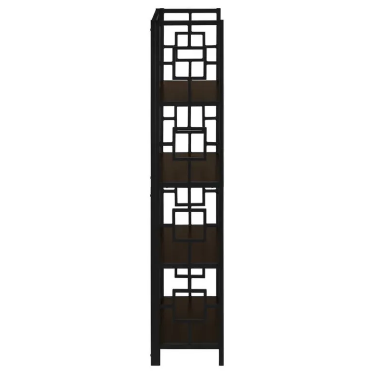 Bookcase - 62"h / espresso / black metal etagere - Monarch