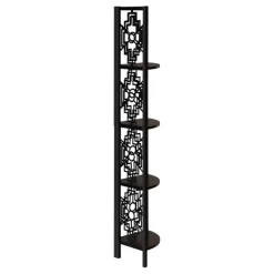 Bookcase - 62"h / espresso / black metal corner etagere - Monarch