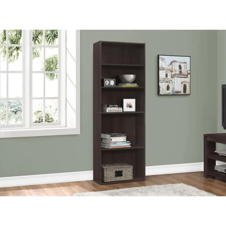 Bookcase - 72"h / espresso with 5 shelves - Monarch
