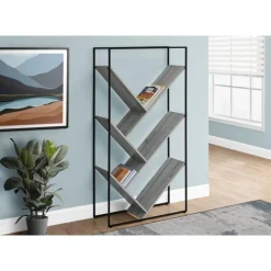 Bookcase - 60"h / grey / black metal - Monarch