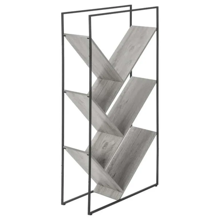 Bookcase - 60"h / grey / black metal - Monarch
