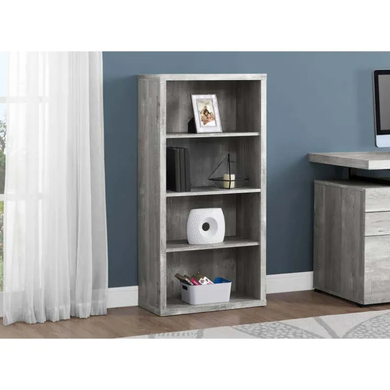 Bookcase - 48"h / grey reclaimed wood-look / adj. shelves - Monarch