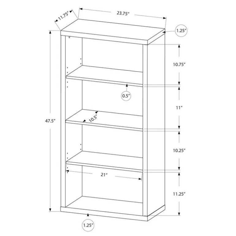 Bookcase - 48"h / taupe reclaimed wood-look/ adj. shelves - Monarch