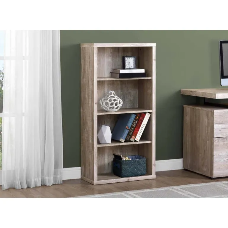 Bookcase - 48"h / taupe reclaimed wood-look/ adj. shelves - Monarch