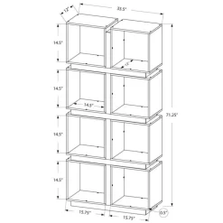 Bookcase - 71"h / white / grey - Monarch