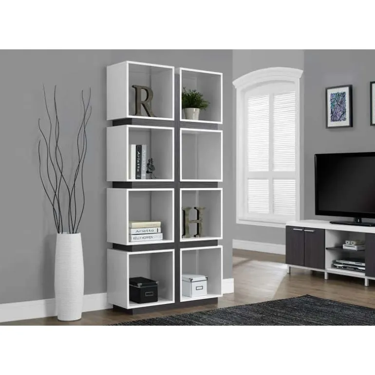 Bookcase - 71"h / white / grey - Monarch