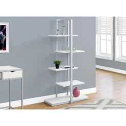 Bookcase - 60"h / white / silver metal - Monarch