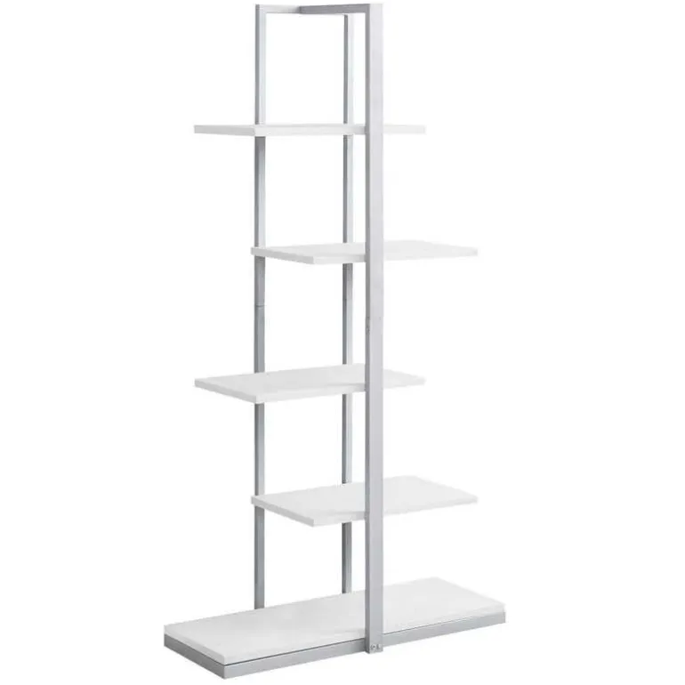 Bookcase - 60"h / white / silver metal - Monarch
