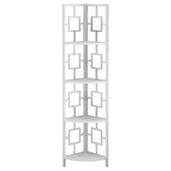 Bookcase - 62"h / white / white metal corner etagere - Monarch