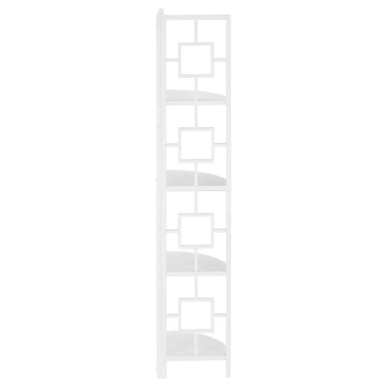 Bookcase - 62"h / white / white metal corner etagere - Monarch