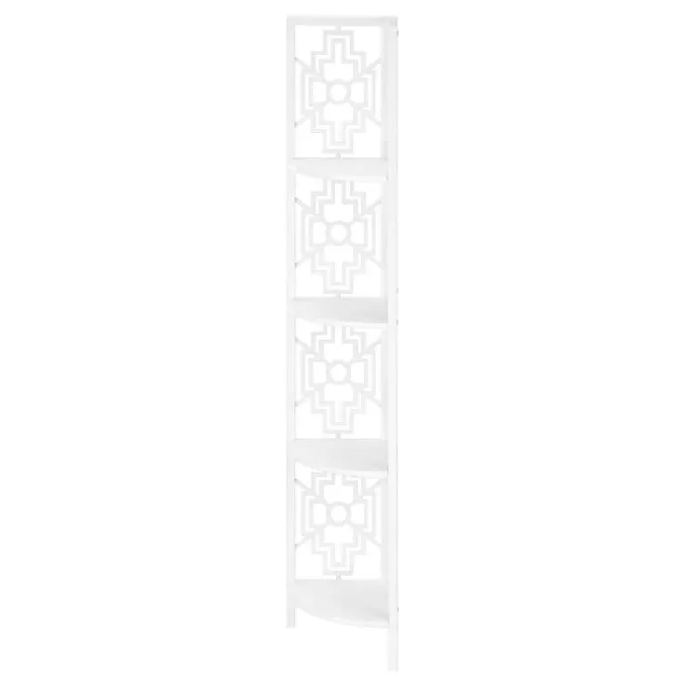 Bookcase - 62"h / white / white metal corner etagere - Monarch