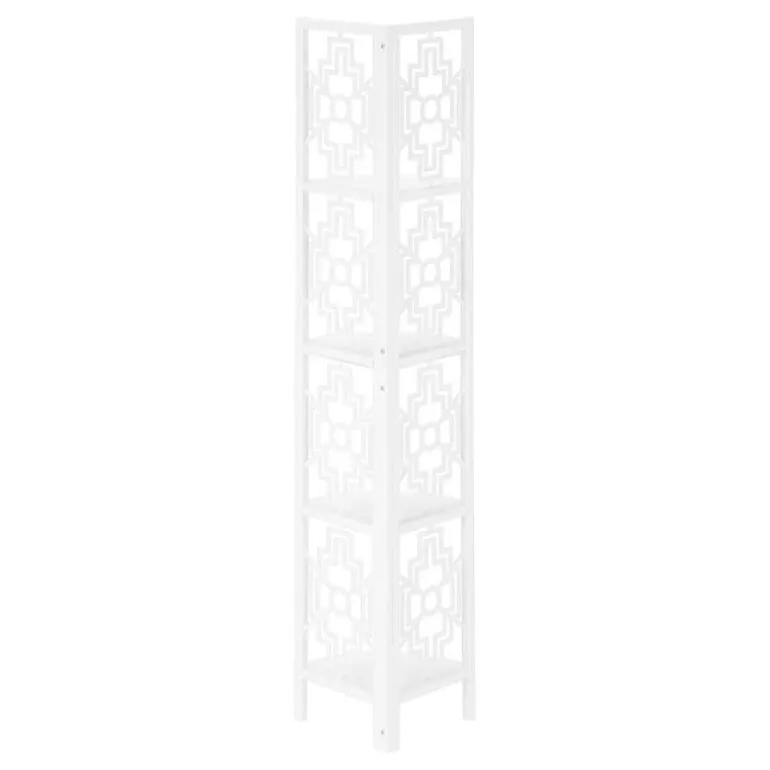 Bookcase - 62"h / white / white metal corner etagere - Monarch