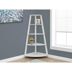 Bookcase - 60"h / white corner accent etagere - Monarch