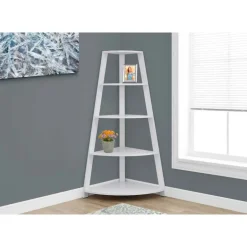 Bookcase - 60"h / white corner accent etagere - Monarch