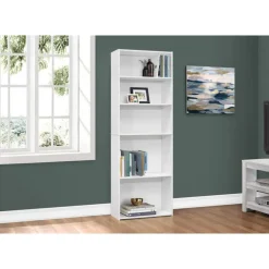Bookcase - 72"h / white with 5 shelves - Monarch