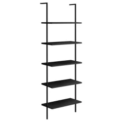 Bookcase - 72"h ladder black / black metal - Monarch