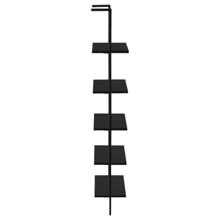Bookcase - 72"h ladder black / black metal - Monarch