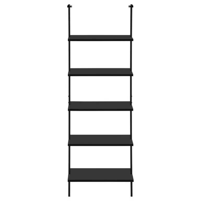 Bookcase - 72"h ladder black / black metal - Monarch