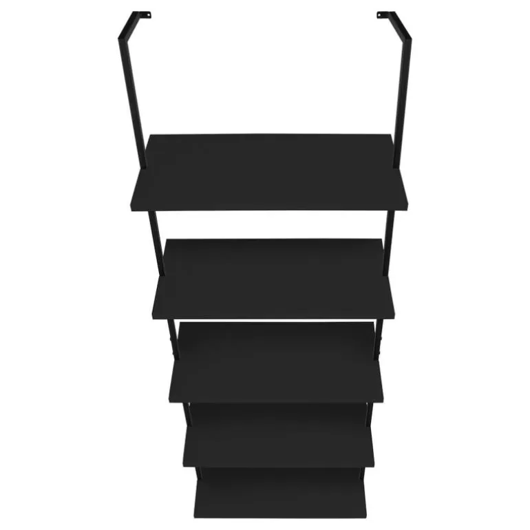 Bookcase - 72"h ladder black / black metal - Monarch