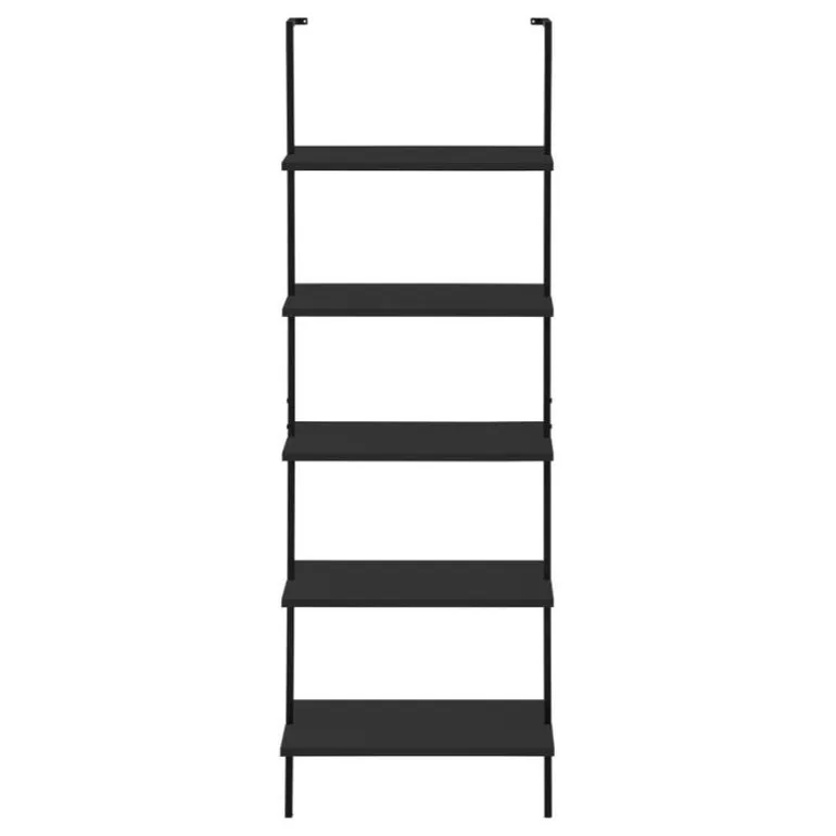 Bookcase - 72"h ladder black / black metal - Monarch