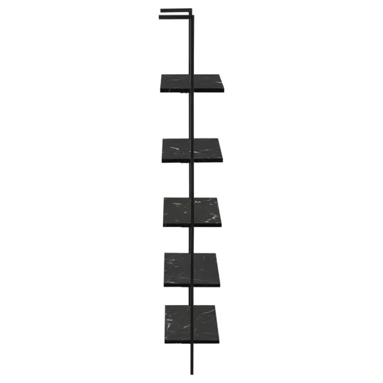 Bookcase - 72"h ladder black marble / black metal - Monarch