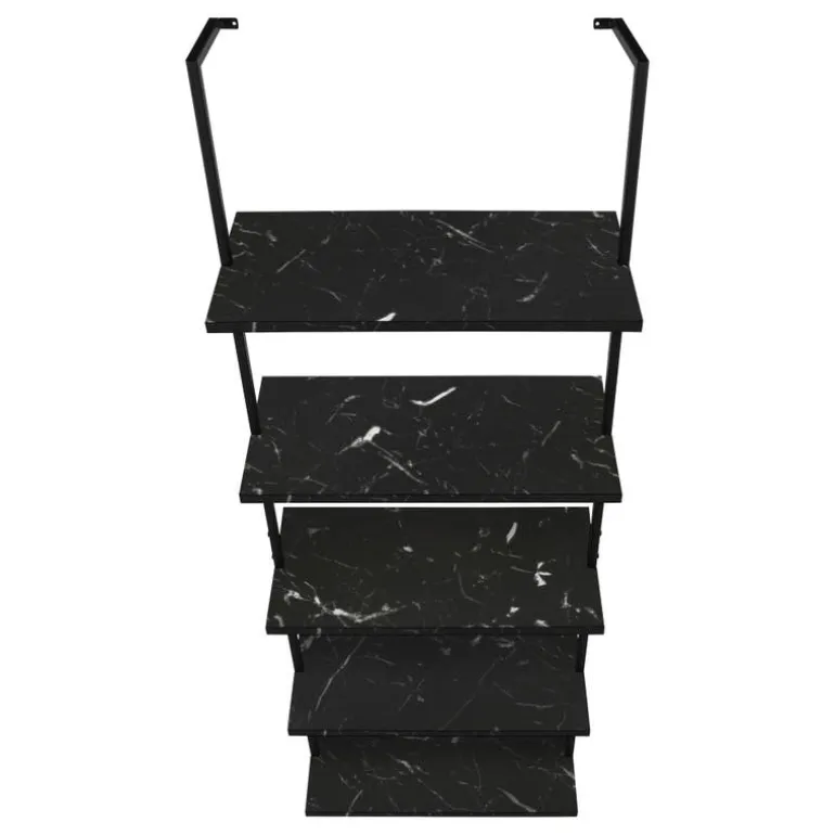 Bookcase - 72"h ladder black marble / black metal - Monarch