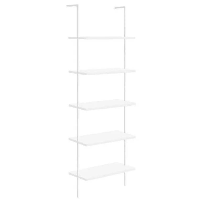 Bookcase - 72"h ladder white / white metal - Monarch