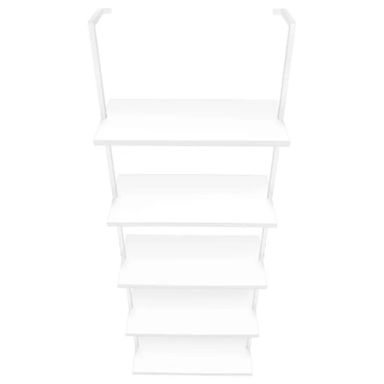 Bookcase - 72"h ladder white / white metal - Monarch
