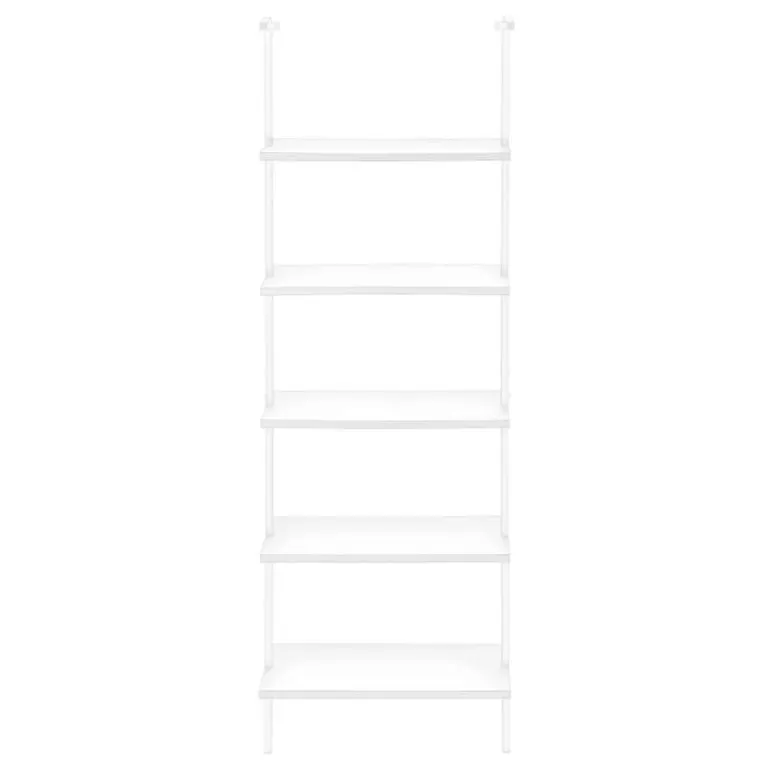 Bookcase - 72"h ladder white / white metal - Monarch