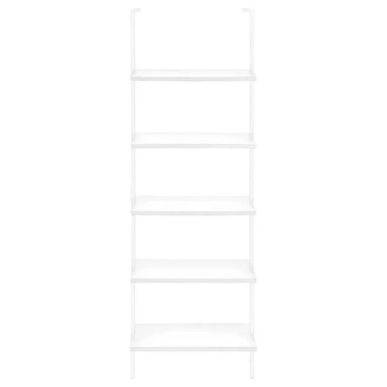 Bookcase - 72"h ladder white / white metal - Monarch