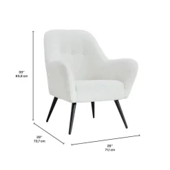 Bouclé Fabric Accent Chair - White