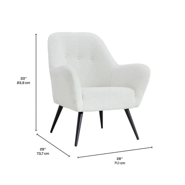 Bouclé Fabric Accent Chair - White