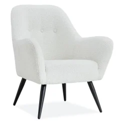 Bouclé Fabric Accent Chair - White