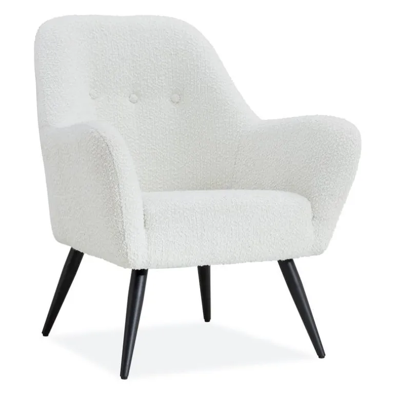 Bouclé Fabric Accent Chair - White