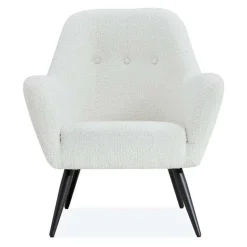 Bouclé Fabric Accent Chair - White