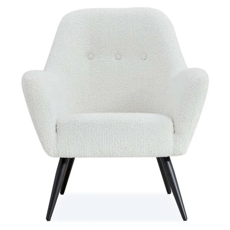 Bouclé Fabric Accent Chair - White