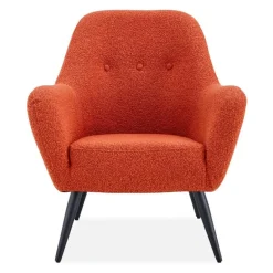 Bouclé Fabric Accent Chair - Rust