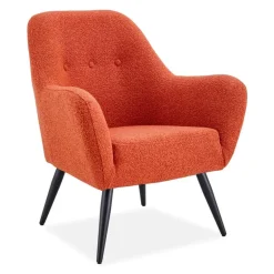 Bouclé Fabric Accent Chair - Rust