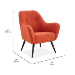 Bouclé Fabric Accent Chair - Rust