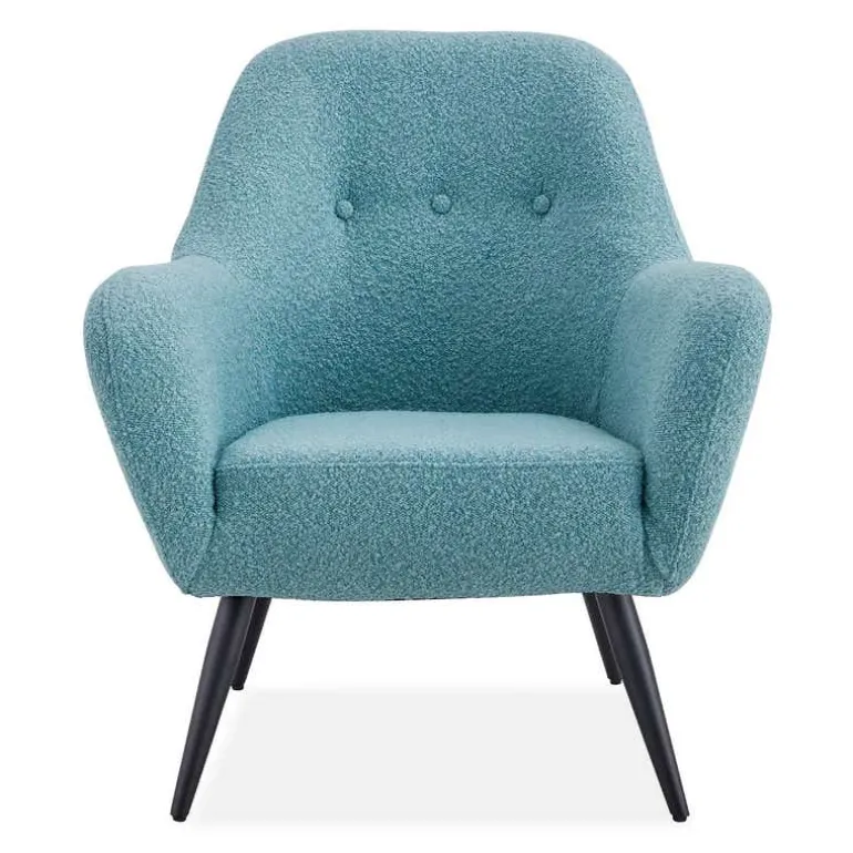 Bouclé Fabric Accent Chair - Aqua