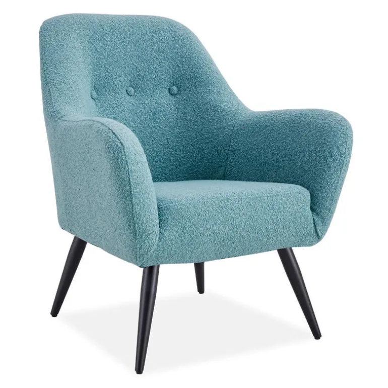 Bouclé Fabric Accent Chair - Aqua