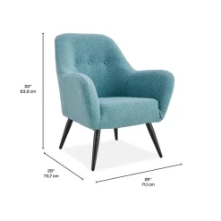 Bouclé Fabric Accent Chair - Aqua