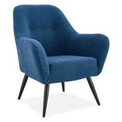 Bouclé Fabric Accent Chair - Blue