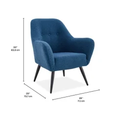 Bouclé Fabric Accent Chair - Blue