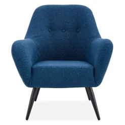 Bouclé Fabric Accent Chair - Blue