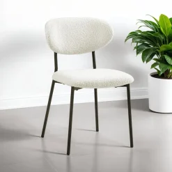 Bouclé Fabric Chairs (Set of 2) - White